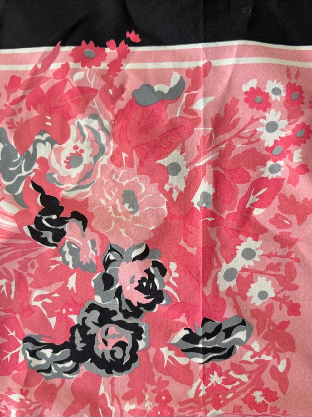 Marco Corsari Floral Pink Silk Scarf with Black Border - Picture 2 of 4